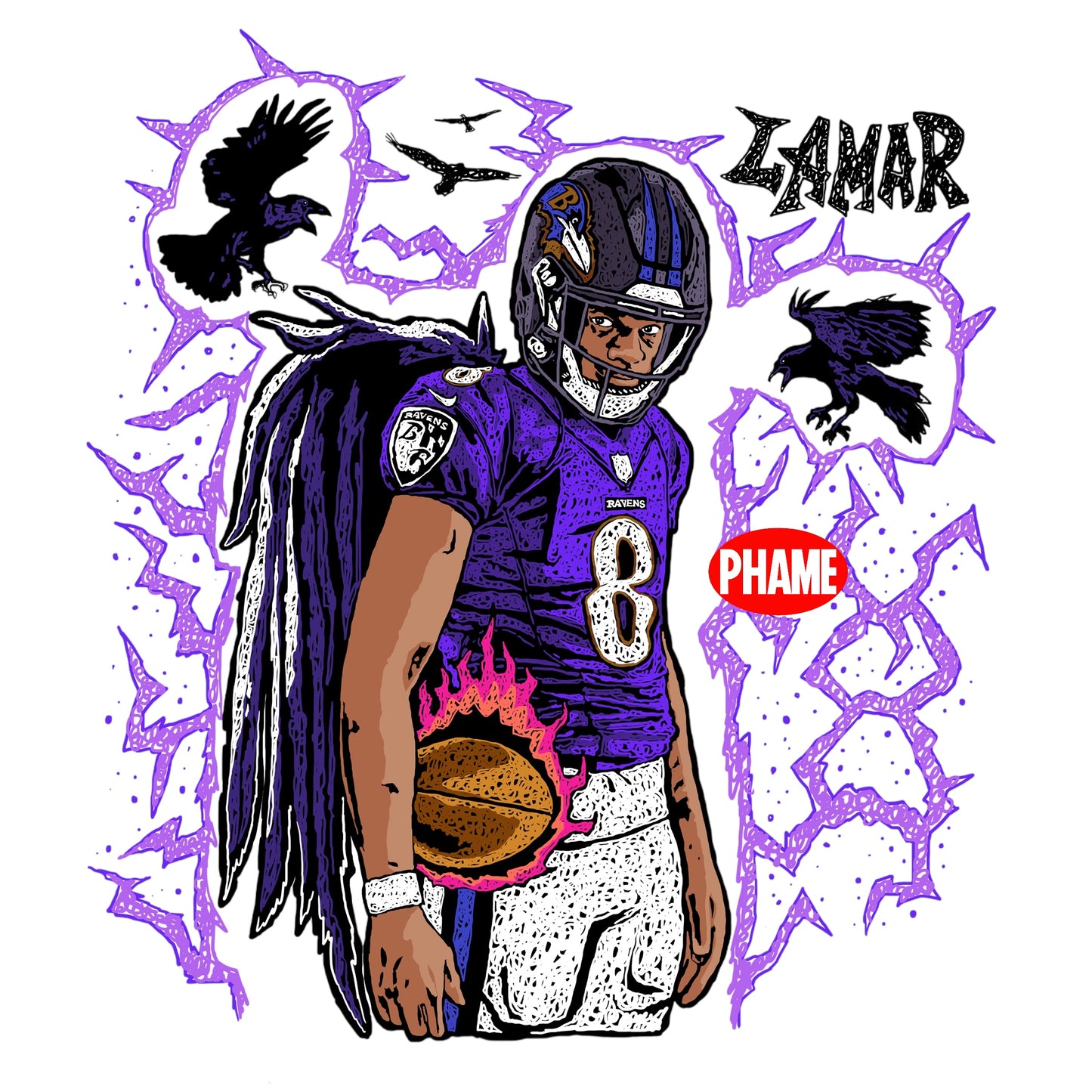Lamar Ravens Tee - White